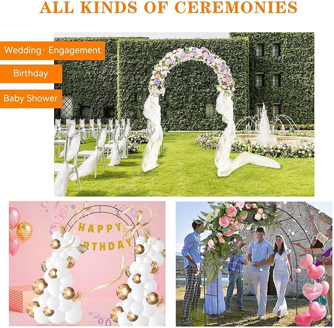 Tytroy Reconfigurable & Easy-to-Assemble Metal Outdoor & Indoor 7'6" Garden or Wedding Arch Arbor for Wedding Bridal Party Elegant Decorations & Garden Climbing Plants Vines (Green 1PC)