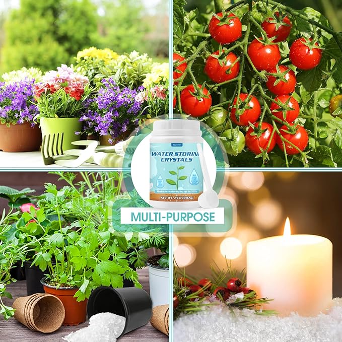 2LB Water Storing Crystals for Plants with Spoon, Water Gel Solves Plant Over-Watering and Drought Problems, Keeps The Soil Moist, Small Water Storing Polymer Crystals for Plants Candle - by Oycevila