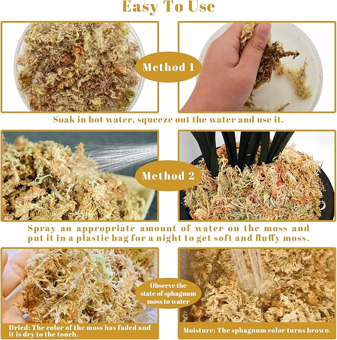 Legigo 2.2LBS Premium Sphagnum Moss for Plants- 40QT Natural Succulent Carnivorous Plant Moss Dried, Long Fiber Orchid Moss for Orchid Repotting Succulent Sarracenia Potted Plants Gardening & Reptiles