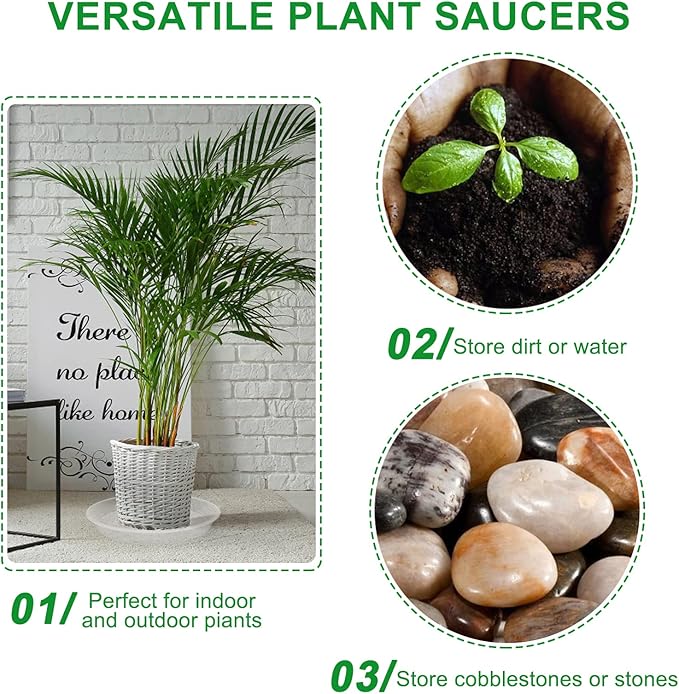 TITE Plant Saucer Heavy Large Planter Durable Thicker Plastic Plant Trays for Indoors and Outdoor,Plant Saucer Drip Trays (Transparent, 10 inch)