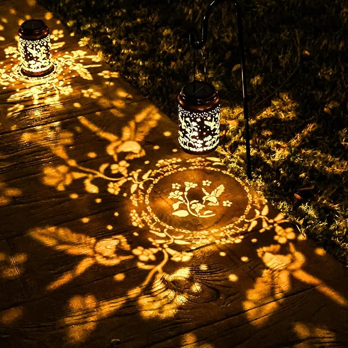 Garden Decorations Hummingbird Solar Lights Outdoor Decorative for Outside, Lawn Ornaments Retirement Birthday Gifts for Women (2 PCS)