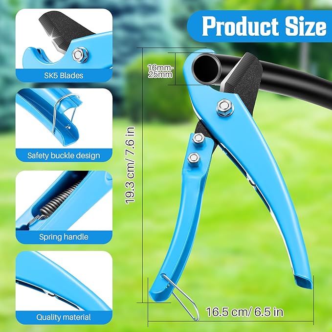 Feekoon Drip Irrigation Tubing Cutter Hole Punch Tools with 115 Irrigation Plugs, 2 in 1 Drip Irrigation Tubing Hole Punch for Easier 1/4" Inch Fitting 16 20 25 mm PE Pipe and Emitter irrigate