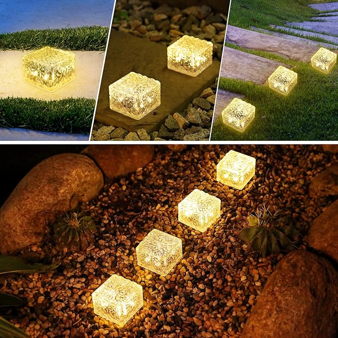 Solar Brick Lights - Outdoor Waterproof Patio Decor, 2.8 * 2.8in Garden Lights for Outside 4 Packs, Patio, Yard, Walkway, Pathway