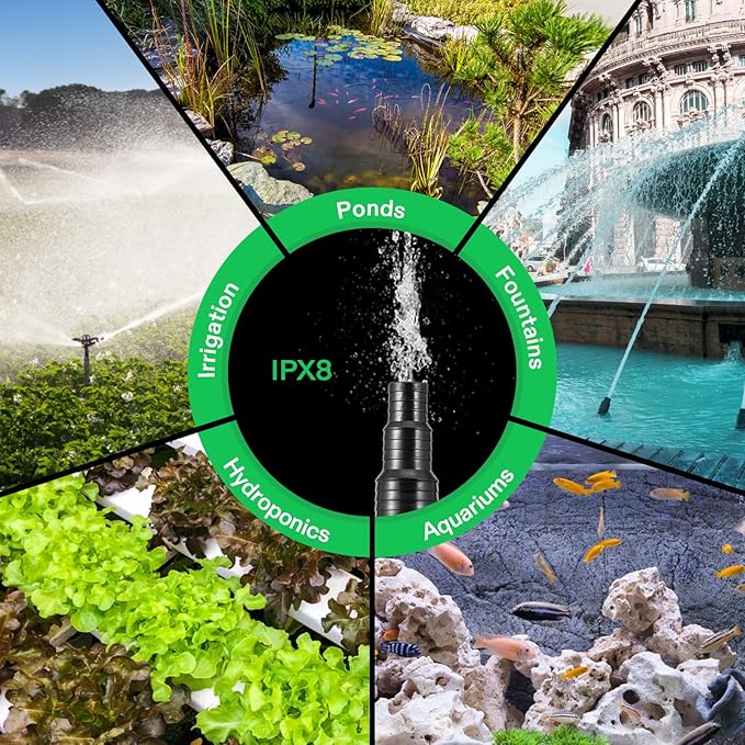 VIVOSUN 2700 GPH Submersible Water Pump with Barrier Bag, 120W Pond Pump with 15FT. Lift Height, Ultra Quiet Aquarium Pump for Pond, Waterfall, Fish Tank, Statuary, Hydroponic