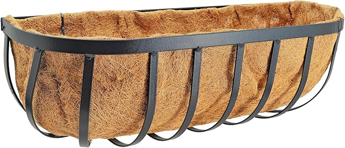 Arcadia Garden Products 1529 Solstice Series Wall Trough Planter, 24-Inch, Black