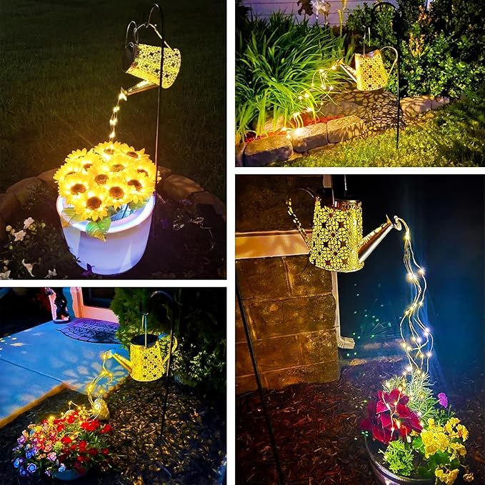 Solar Watering Can Lights, Large Retro Metal Hanging Solar Lights Outdoor Waterproof, Gardening Gifts for Mom Grandma Women Birthday, Garden Decor Yard Light Outside for Porch Landscape Patio
