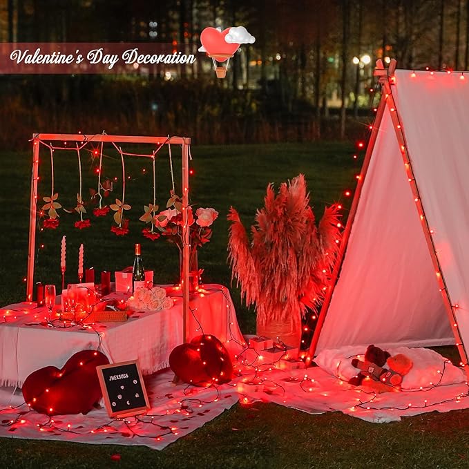 JMEXSUSS 500 LED Red Christmas Lights Outdoor, 173ft 8 Modes Christmas String Lights Plug in, Waterproof Red LED Lights for Indoor Tree Party Bedroom Xmas Halloween Decor