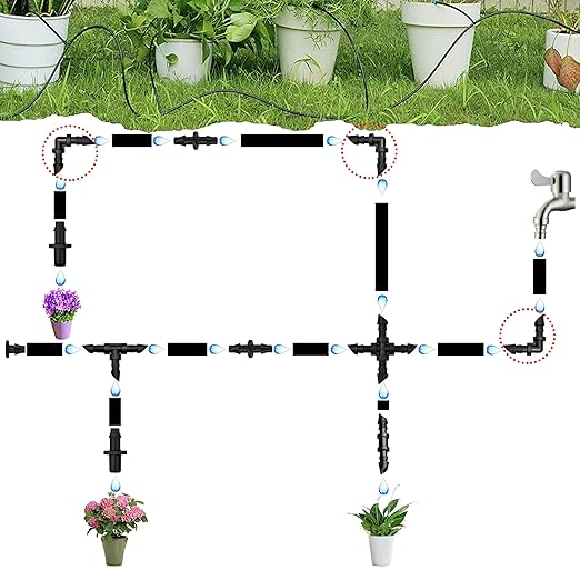 Drip Irrigation Parts, 1/4 Drip Irrigation Fittings Drip Irrigation Kit - Drip Line Connectors Drip Irrigation Connectors Drip System Parts 50 Pcs