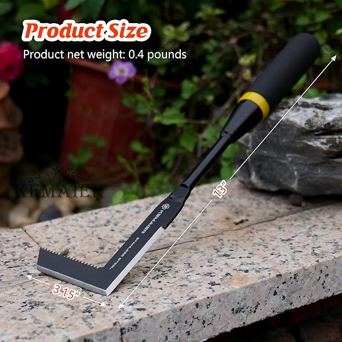 2-Piece Heavy-Duty Stainless Steel Garden Weeding Tool Set with Weed Puller and Crack Weeder, Quantang Handle