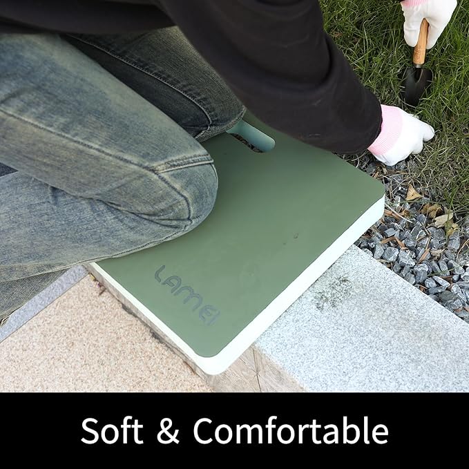 Thick Garden Kneeling Pad, with Waterproof Leather Surface, Non-Slip High Density POE, High Resilience, Lightweight, Double-Sided Use Cushion for Gardening, Yoga, Housework (Light Green)