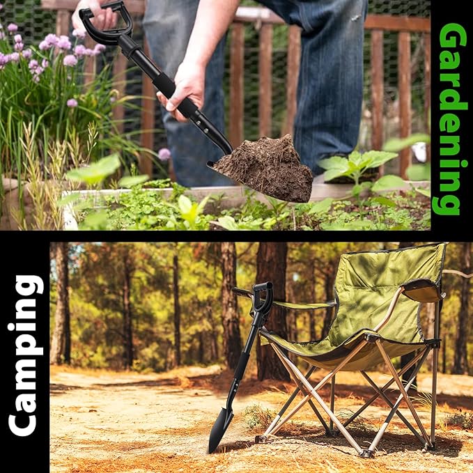 Shovel, Small Shovels for Digging Gardening, 31” Garden Shovel for Camping, Off Road, Heavy Duty Spade Shovel with Round Point Blade, D-Handle, Comfort Grip, Metal Shovel Rust-Proof, Lightweight