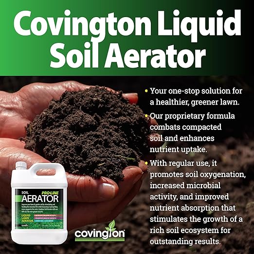 Covington Liquid Lawn Aerator PRO-LINE Liquid Aeration for Lawn Gallon, Soil Conditioner and Loosener for Compact Clay Soils, The Ultimate Aerating Humic Acid Lawn Revival & Soil Compaction Solution