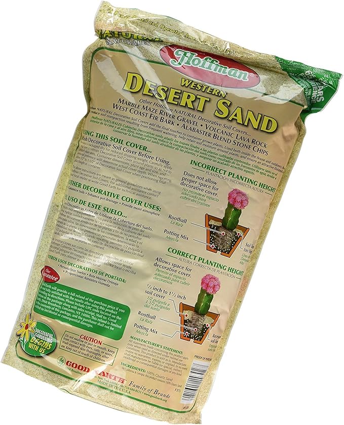 Hoffman Western Desert Sand Decorative Soil Cover for Potted or Bedded Plants, 2 Dry Quarts, 2 Pack