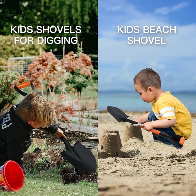 Kids Shovel, Small Shovels for Digging, Overall Length 28 Inches, Mini D Handle Shovel,Gardening Shovels,Matel Beach Shovel,Camping Shovel Matel+Fiberglass