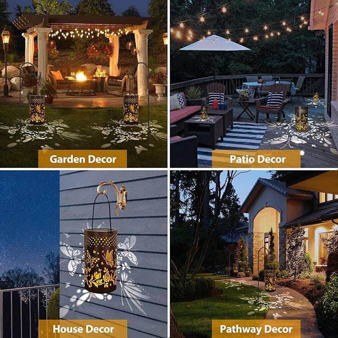 Butterfly Decorations Solar Lanterns for Outside, Gabroga Waterproof Hanging Solar Butter Fly Lights, Butterflies Gift for Women, Butterfly Outdoor Decor Lamp for Garden Patio Yard Table Pathway