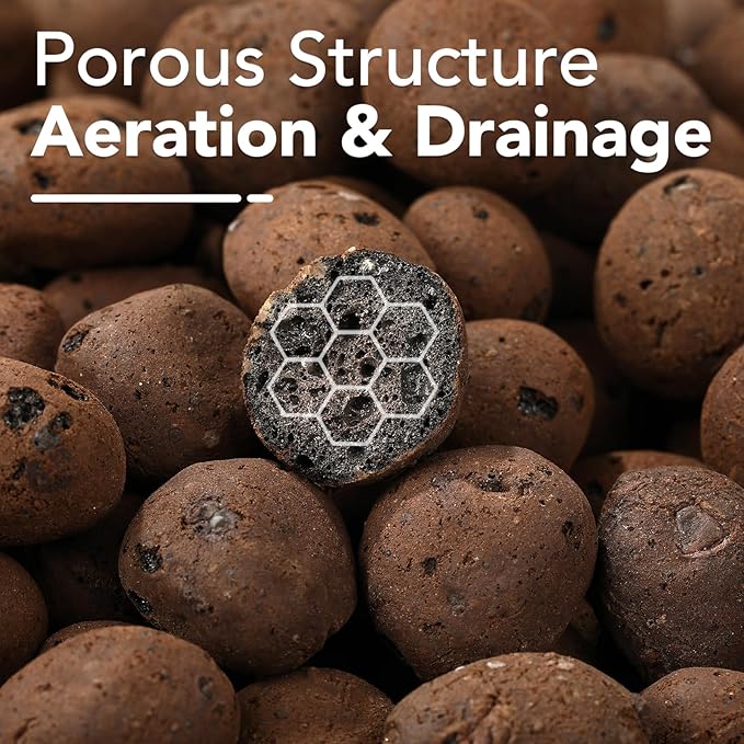 8 LBS Organic Clay Pebbles 4mm-16mm Leca for Plants 100% Natural Hydroton Clay Pebbles for Hydroponic Growing Gardening Orchids Drainage Decoration Aquaponics