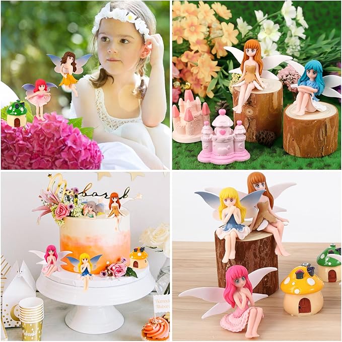 6 Pcs Garden Accessories Miniatures Fairies - Fairy Figurine Miniatures Micro Landscape Ornaments for Home Garden Cute Tiny Collectible Statues