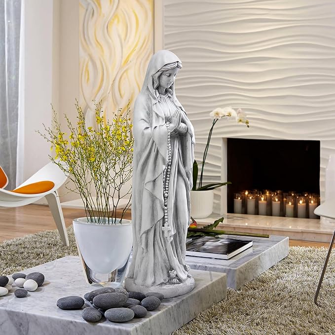 TOETOL Virgin Mary Praying Statue 29.9 Inch Tall Outdoor Garden Religious Decorations Statue Clearance for Home Yard Patio Lawn Hallway Decor Sculpture Magnesium Oxide Stone
