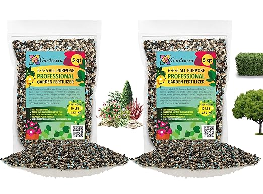 Premium All Purpose Garden Fertilizer (6-6-6) by Gardenera - Promote Lush Foliage, Colorful Blooms, and Abundant Harvests - 10 QUARTS