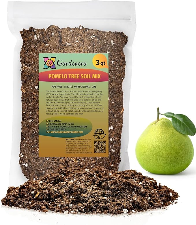 Gardenera's Premium Pomelo Tree Soil Mix - Quick Drain Potting Soil for Growing and Repotting Citrus Maxima - 3 Quart