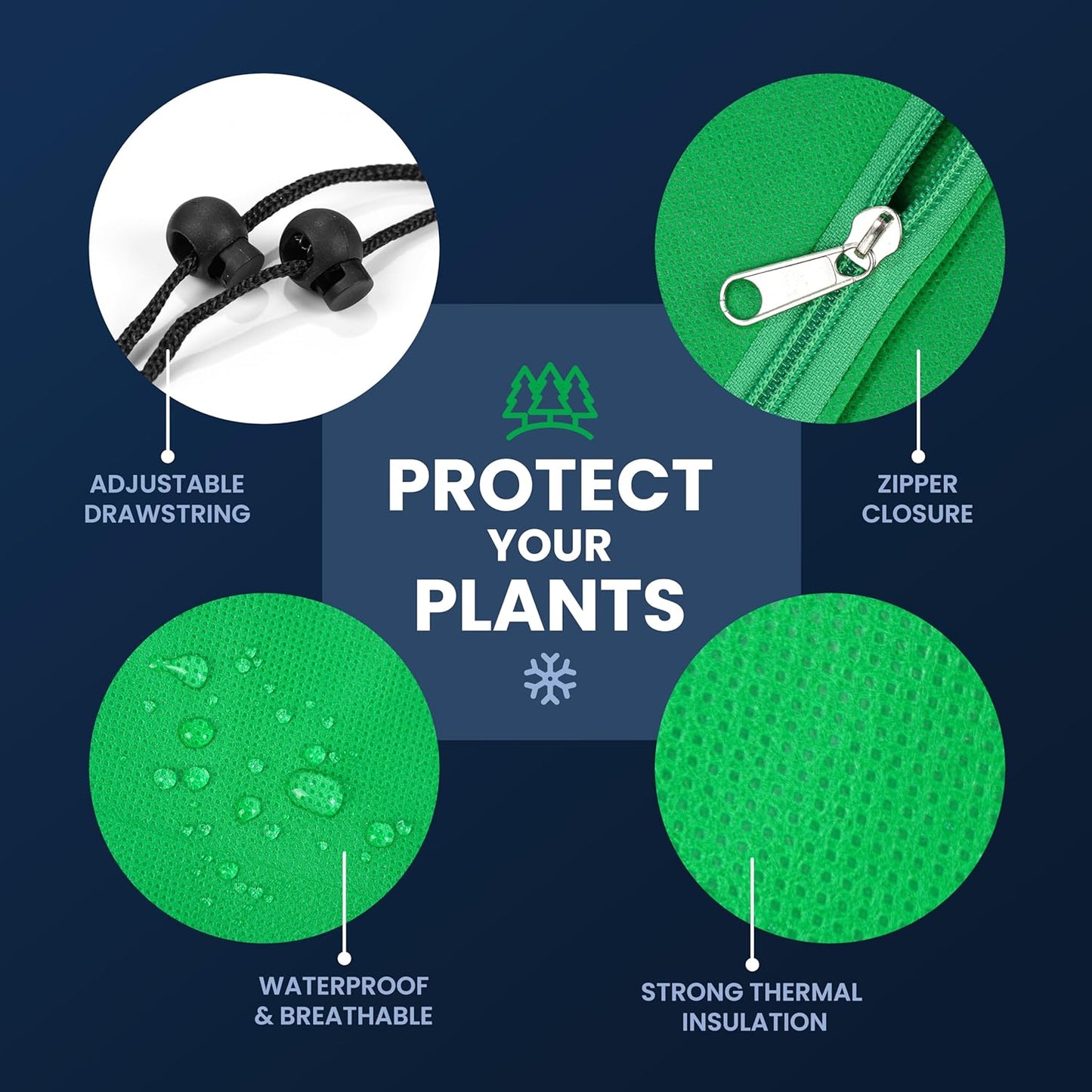 SCRUBIT Plant Covers Freeze Protection, 78"W x 94"H Frost Cloths for Outdoor Plants & Fruit Trees with Zipper and Drawstring, Thick Winter Plant Covers - Tree Frost Blankets for Shrubs