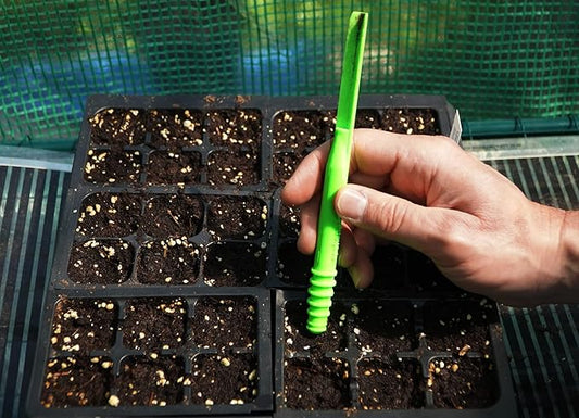 Dibby Seed Sowing Garden Tool Dibber Planter Transplanter – Sow Seeds at the Right Depth – Easily Transplant Delicate Seedlings (Dibby XL) Green