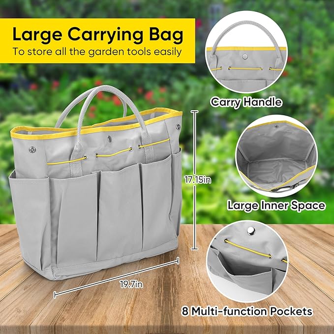 Blumway Garden Tool Sets, 10 Piece Heavy Duty Gardening Tool Set, Stainless Steel Gardening Hand Tools with Garden Tool Bag, Garden Tool Kit for Gardening Supplies,Ideal Gardening Gifts for Women Men