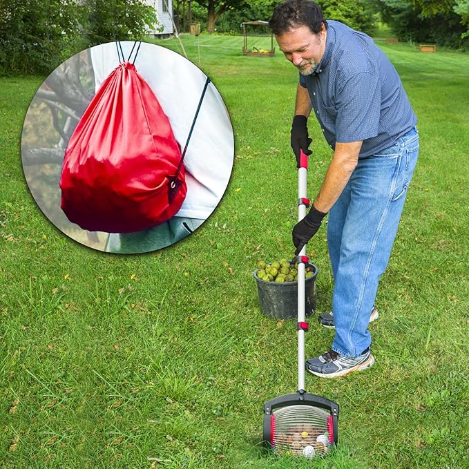 Zozen Nut Gatherer, Walnut Picker Upper Roller, Pecan Picker Upper - Side Opening Dump | Apply to Walnut, Pecan, Hickory, Chestnuts, Buckeyes, Nerf Balls, Golf, Objects Size 3/4'' to 1.5''; 1 Gallon
