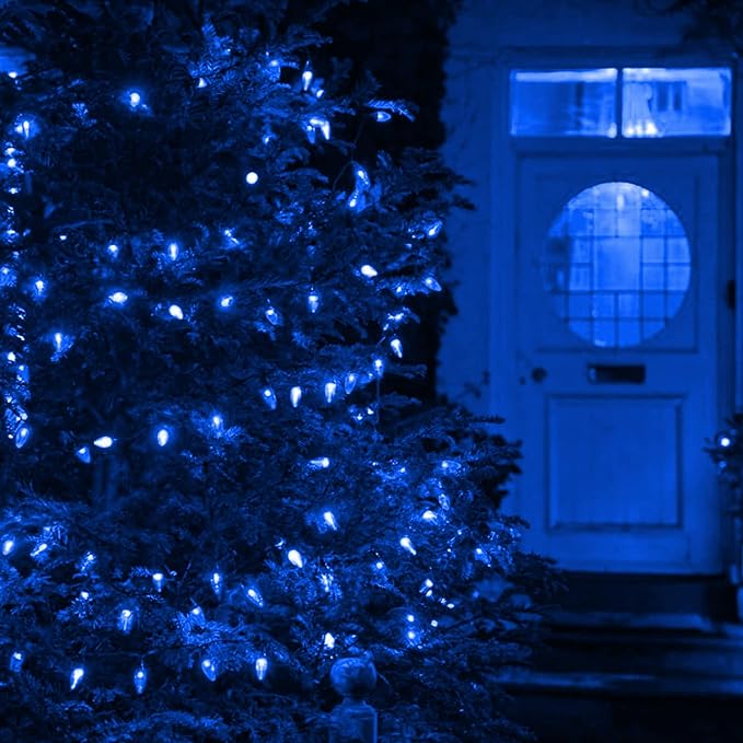 Dazzle Bright C6 Christmas String Lights, 200 LED 66 FT Waterproof Connectable String Lights with Timer, 8 Modes Christmas Lights for Indoor Outdoor Home Garden Yard Xmas Tree Decoration (Blue)
