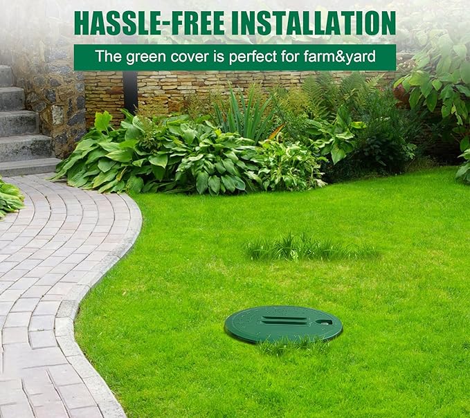 3 Pcs 10 In Sprinkler Valve Boxes, Durable PP Round Irrigation Valve Box for Garden Yard Outdoor Lawn Grassland Ground Farm, Green&Black Water Meter Box