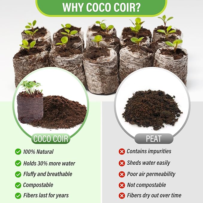 Legigo 50 PCS Coco Coir Pellets Seed Starter, 30mm Coconut Coir Seed Starter Pods for Seedlings, Compressed Seed Plant Starter Soil Pods Plugs for Starting Seed Planting Herbs Flowers Vegetables