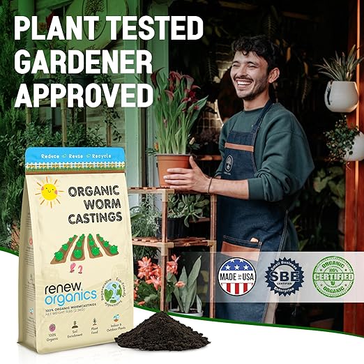 100% Organic Worm Castings (3lbs) – Premium Worm Castings for Plants – Worm Castings Organic Fertilizer & Soil Enhancer – Improves Plant Health & Growth, Odorless & Non-Burning – Earthworm Castings
