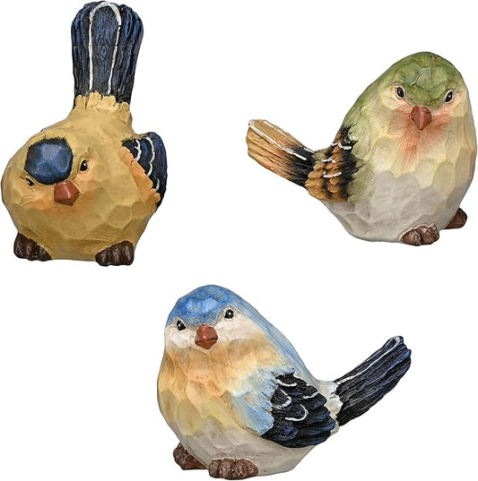 TERESA'S COLLECTIONS Bird Garden Decor Outdoor Statues Figurines, Set of 3 Birds Garden Statues Indoor Outdoor Decor Resin Lawn Ornaments Home Decor Window Yard Porch Patio Garden Gifts for Women Mom