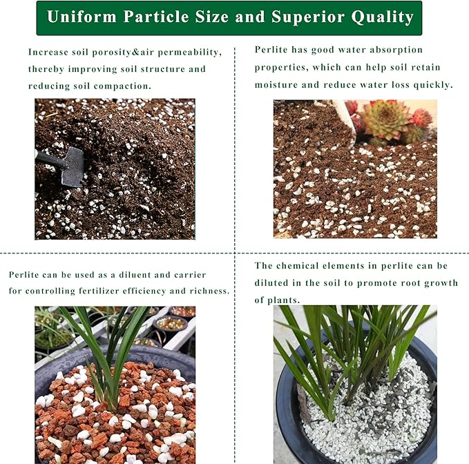2 Quart Organic Perlite Horticultural Soil Amendment for Plants and Enhanced Drainage Enhanced Growth Organic Perlite Soil for Healthy Root Development