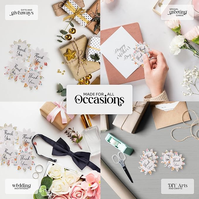 12pcs Thank You Tags Seed Paper – Plantable Wildflower Packets for Weddings, Gifts, & Life Events (12 Flower Assorted)