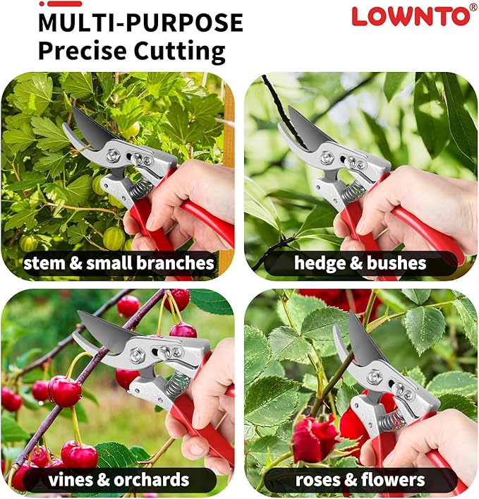 Pruning Shears for Gardening 5/8" Tree and Branch Garden Clippers - Plant Cutter Scissors with PTFE Resist-rust, Non-stick Coating Steel Blades, Heavy Duty Bypass Hand Pruners
