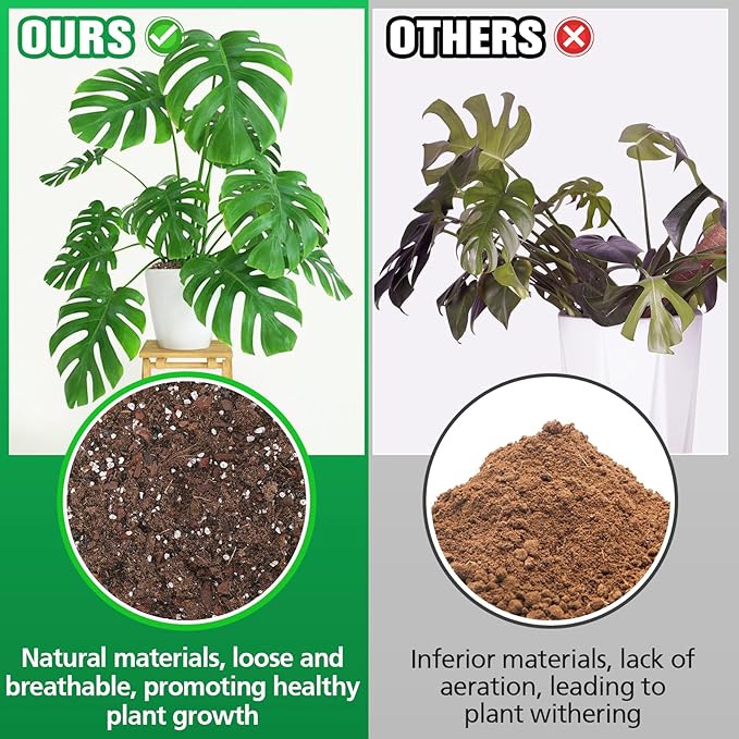 8 Quarts Monstera Soil Potting Mix - Natural Organic Tropical Plant Soil for Improving Growth Rate, Sustainable Houseplants Growing Media for Indoor Bonsai Succulents Moisture Retention Drainage