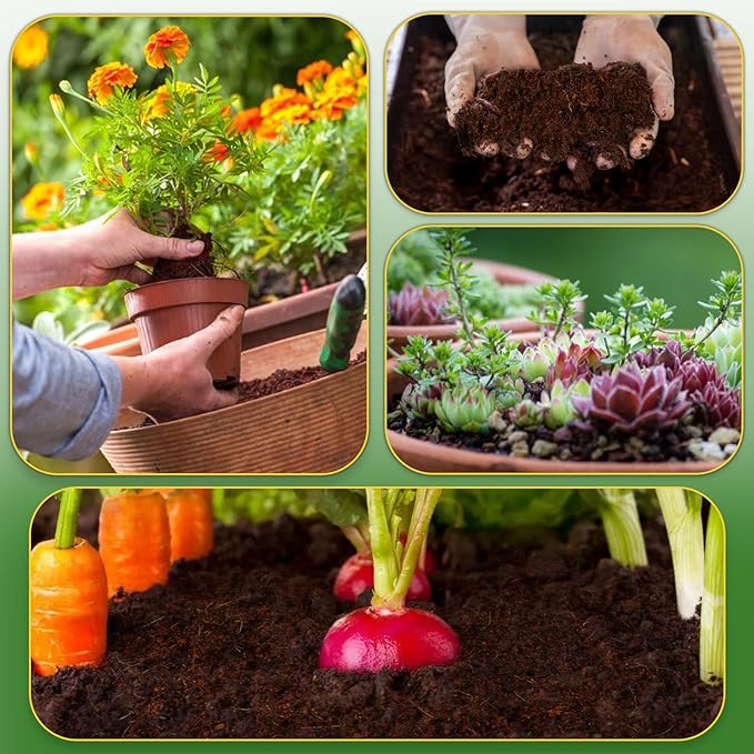 Coco Coir Bricks for Plants 2.8LB, All Natural Organic Compressed Coconut Coir Fiber, Easy to Expand, Low EC, pH Balanced, Ideal for Vegetables, Herbs, Flowering Plants (2 Pcs)