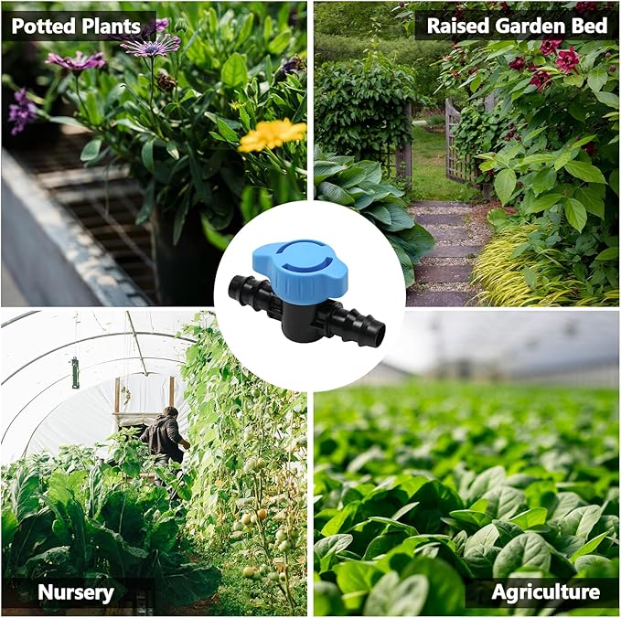 15 Pieces Drip Irrigation 1/2" Barbed Valve Fittings,Shut Off Valve Connectors for 1/2 Inch Drip Irrigation Tubing (.570-.620" ID) Drip Line Parts for Drip Sprinkler Garden Lawn Systems