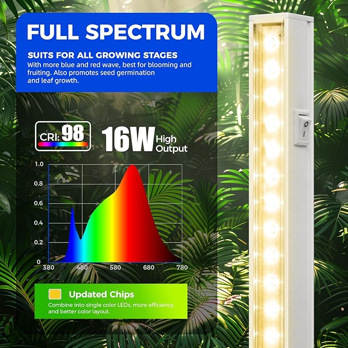 Barrina T5 Grow Lights, Full Spectrum Grow Light, 3ft 128W (8 x 16W, 800W Equivalent), LED Grow Lights for Indoor Plants, Greenhouse, Plant Grow Shelf, Plug and Play, Yellow, 8-Pack