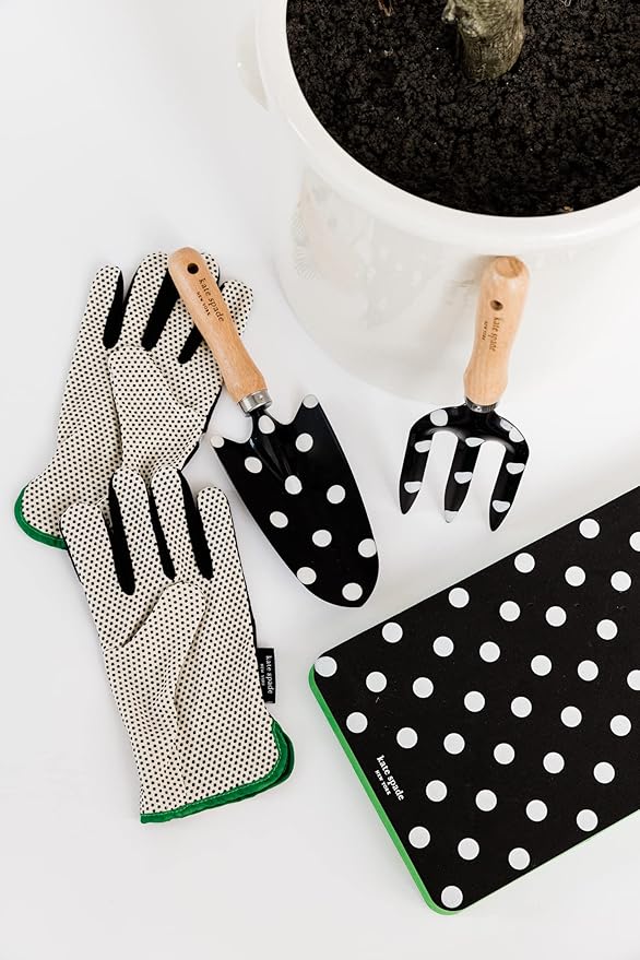 Kate Spade New York 2 Piece Gardening Hand Tools, Cute Garden Tool Set Includes Hand Rake and Trowel, Picture Dot