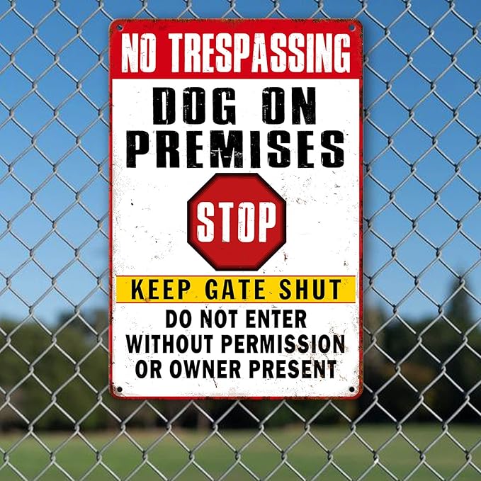 Beware Of Dog Signs For Fence No Trespassing Dog On Premises Sign For Garden Dogs Warning Signs For Property Funny Metal Tin Signs Dog In Yard Sign Do Not Enter Sign 12 X 8 Inch