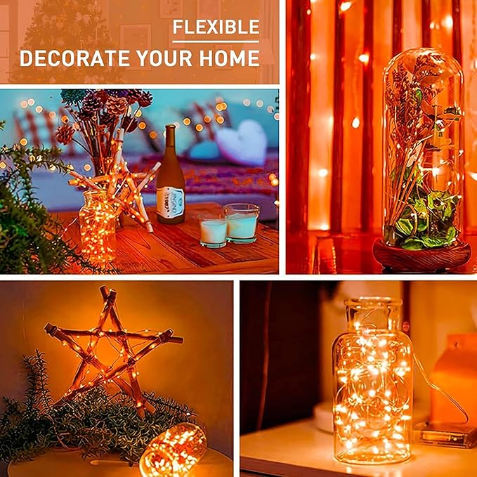 JMEXSUSS 4 Pack Orange Solar Fairy Lights, Total 400 LED 132 FT Orange Halloween Light, 8 Modes Copper Wire Solar String Lights Outdoor Waterproof for Halloween Garden Yard Tree Christmas Decor