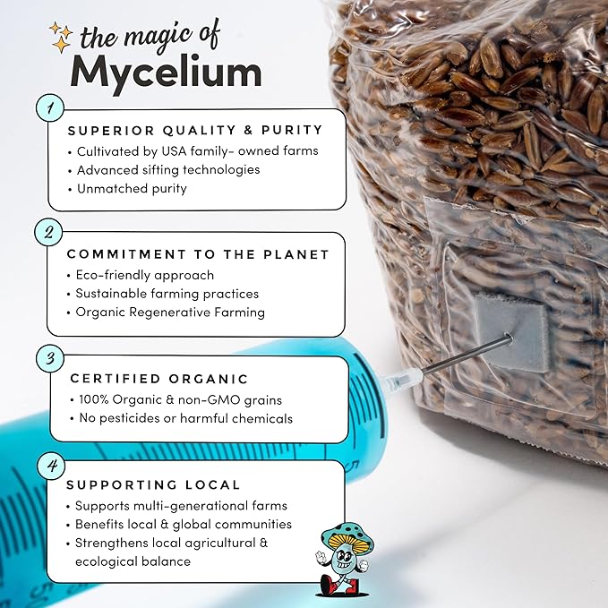 Mycelium Plus CVG Substrate with Proprietary Blend - Organic CVG with Cultivation Enhancer - Ideal for High Yield Dung-Loving Mushroom Cultivation - Sterilized 10LB Bag for Beginners & Pros