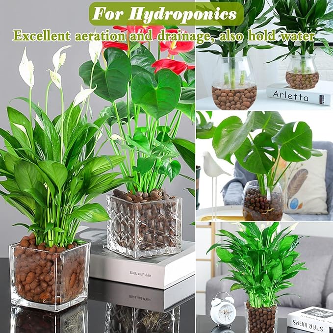 ZeeDix 2LB Expanded Clay Pebbles for Plants Hydroponic, 3QT 4mm-16mm Clay Leca Balls Hydroponic Rocks Growing Medium Potting Stones for Indoor Plants Drainage, Aquaponics, Natural Orchid Pebbles Balls