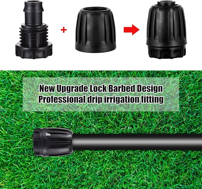 12pc 1/2 inch Irrigation Fittings End Plugs,ANTI-LEAK Lock Barbed End Plugs For (1/2" ID x0.6-0.63" OD) Drip Tubing Drip Irrigation Fittings (12Pcs 1/2 inch Irrigation End Plugs)