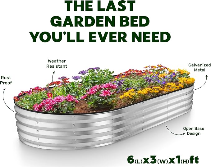 Galvanized Raised Garden Beds Outdoor // 6×3×1 ft (2-Pack) Planter Raised Beds for Gardening, Vegetables, Flowers // Large Metal Garden Box // Patented Tool-Free Design (Silver)