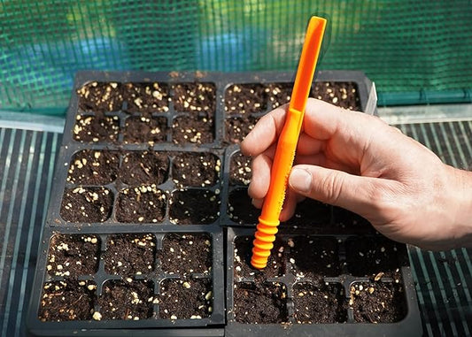 Dibby Seed Sowing Garden Tool Dibber Planter Transplanter – Sow Seeds at the Right Depth – Easily Transplant Delicate Seedlings (Dibby XL) Orange