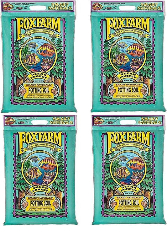 FoxFarm Ocean Forest Potting Soil, 12qt (Pack of 4) - Light, Aerated Texture, Designed for All Container Plants - pH Adjusted for Optimal Nutrient Uptake, Effectively Retains Moisture