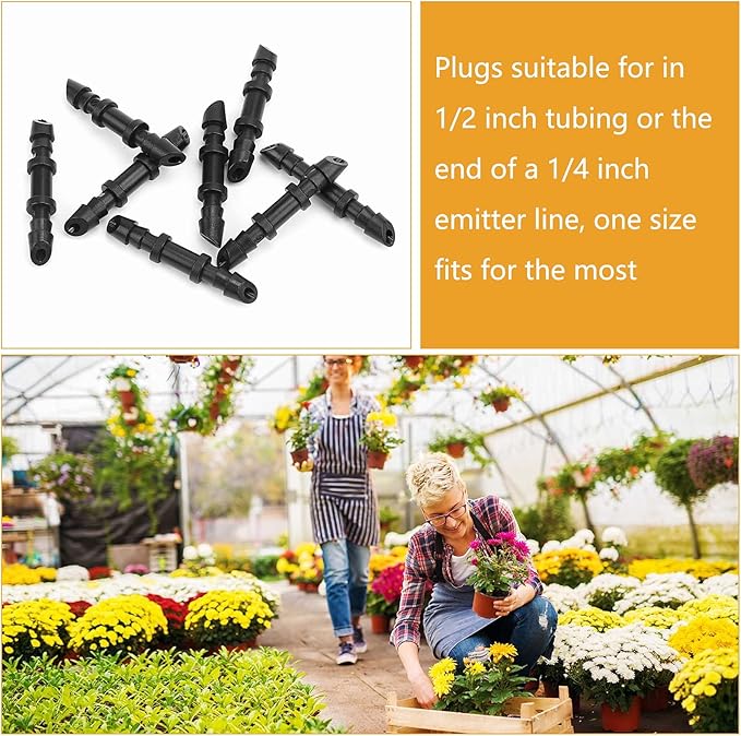 50 Pcs Drip Irrigation Coupling Fittings, 1/4'' Drip Irrigation Tubing, Straight Coupling/Single Barbed Connectors for Universal 1/4 Inch Irrigation Tubing